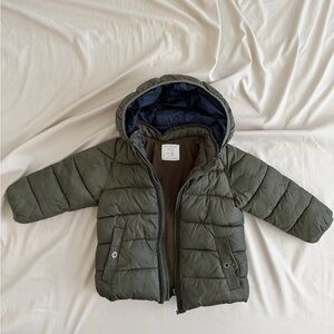 Zara Baby Boy Green Puffer Jacket 2-3T
